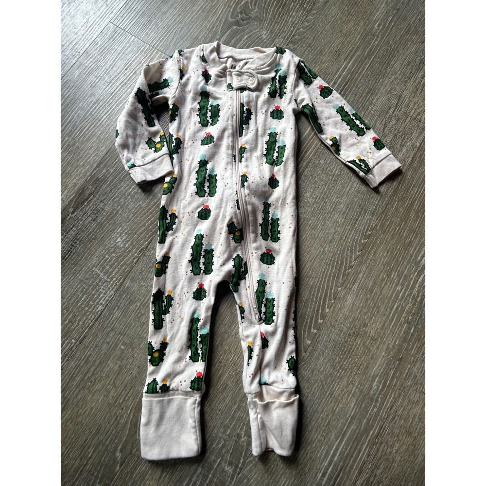 Cc38 Monica + Andy Cactus Print Zipper Romper Sleeper Cream Green 3-6 Months